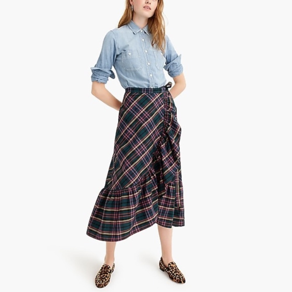 J. Crew ruffle maxi skirt in signature tartan, 8